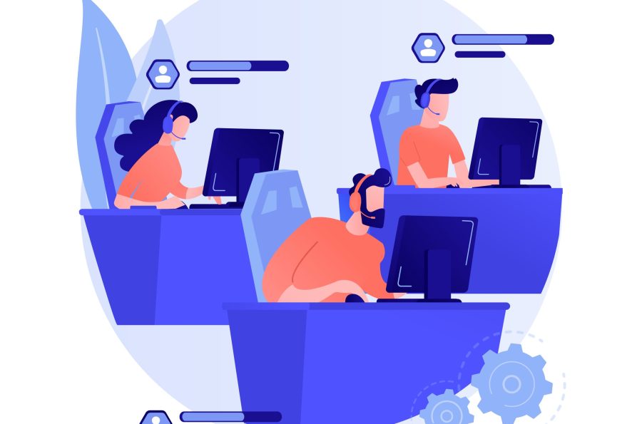 E-sport team abstract concept vector illustration. Group of e-sport gamers, pro team, online sport league, gaming championship, internet browser, playing together, collaboration abstract metaphor.