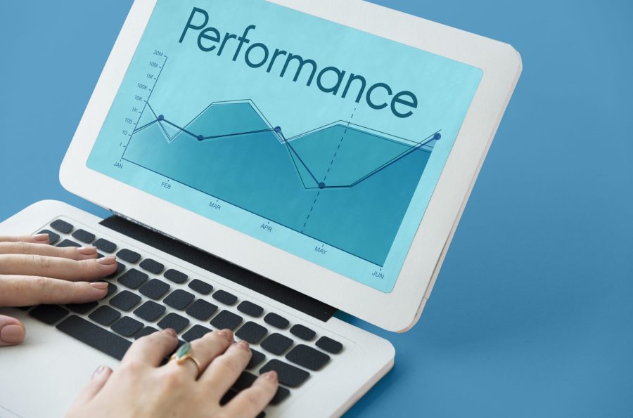 Corporate business line graph report